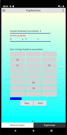 Android application MatheTest screenshort