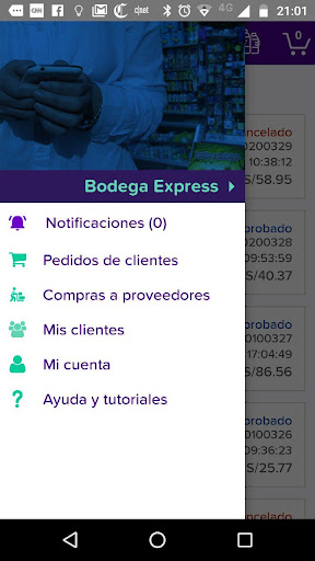 Android application BarrioMarket Negocios screenshort