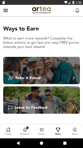 Android application Artea Bubble Tea Rewards screenshort
