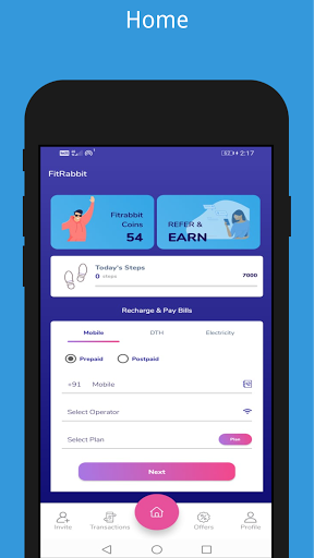 Android application FitRabbit - Walk Earn Recharge screenshort