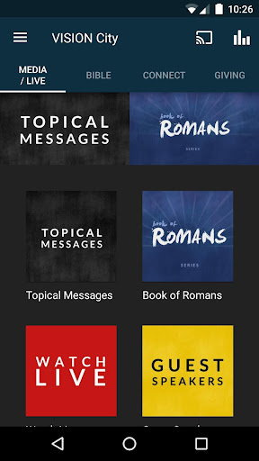 Android application VISION City Church screenshort