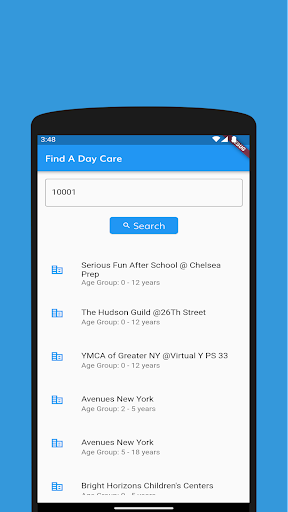 Android application Daycare near me screenshort