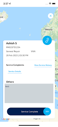 VW Assistance - Dealer App Screen 2