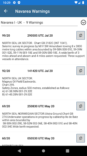 Navarea Warnings (Navtex) Screen 2