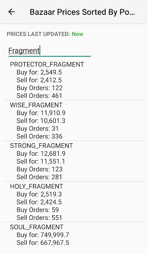 Android application Skyblock Bazaar screenshort