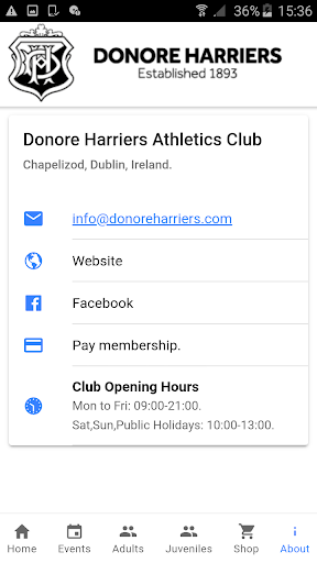 Android application Donore Harriers screenshort