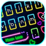 Cover Image of Download Neon Love Heart Keyboard Theme  APK