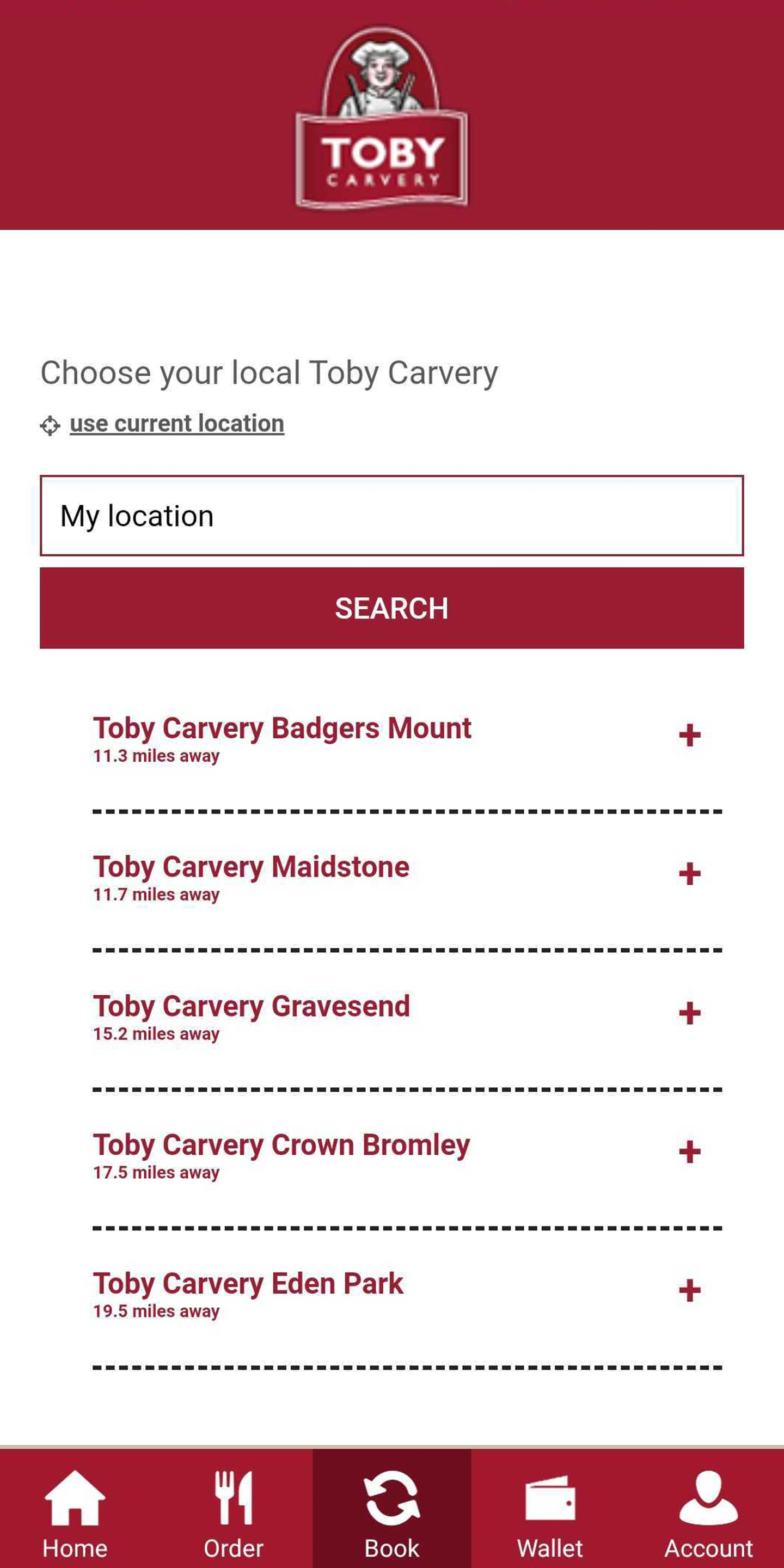 Android application Toby Carvery screenshort