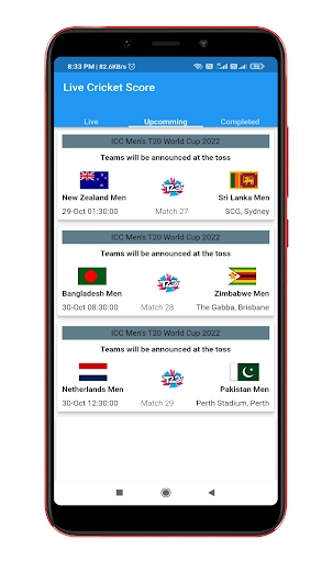 Android application Live Cricket screenshort