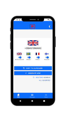 Android application SMSnator - Temp Number screenshort