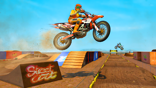 Green motorcycle game jumping on ramps Motorbike motocross track and race  games 