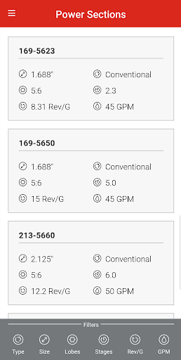 Android application NOV Power Sections screenshort