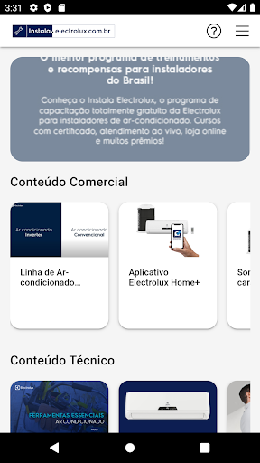 Android application Electrolux Instala screenshort