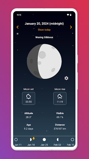 Android application Moon Phase Now: Lunar Calendar screenshort