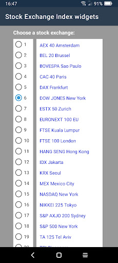 Android application Stock Exchange Index widgets screenshort