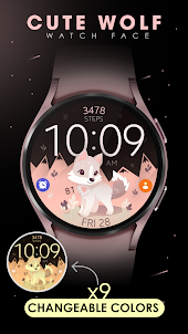 Cute Wolf digital watch face