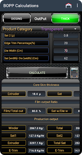 BOPP Production calculator Screen 3