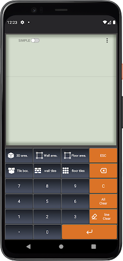 Android application Tile Calculator screenshort