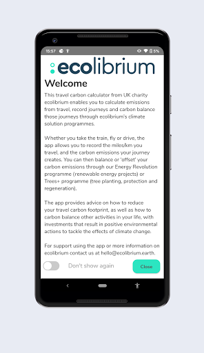 Android application ecolibrium Travel Carbon Calcu screenshort