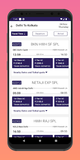Indian Railway Train Status Screen 2