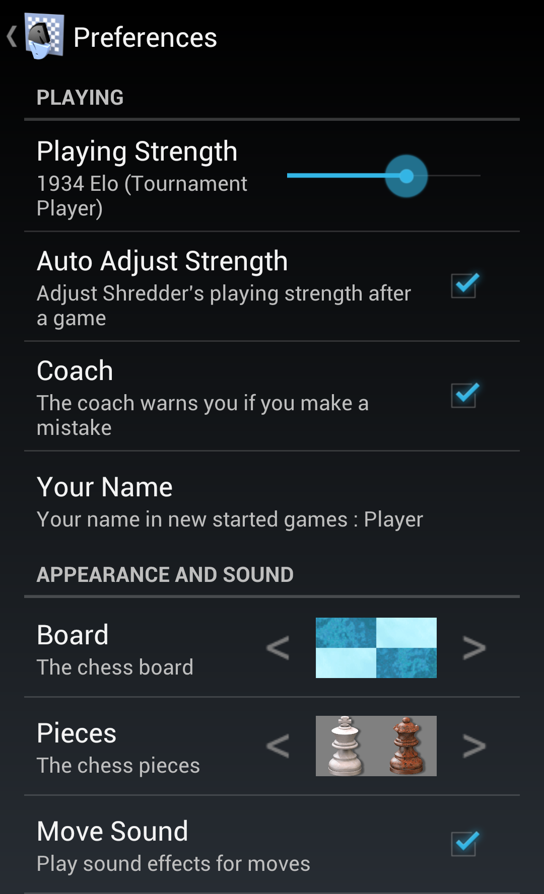 Android application Shredder Chess screenshort