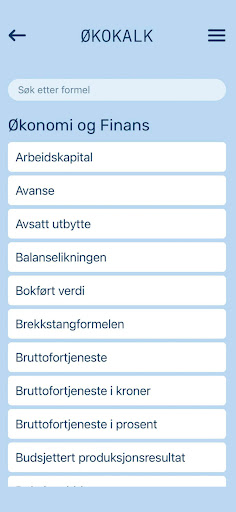 Android application ØkoKalk screenshort