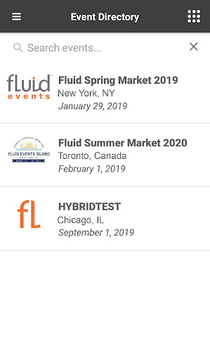 Android application Fluid Events screenshort