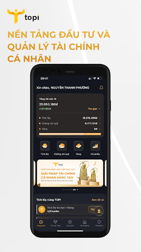 Android application TOPI Đầu tư, quản lý tài chính screenshort