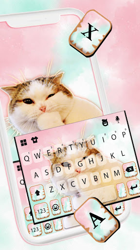 Pastel Cloud Cat Keyboard Back Screen 3