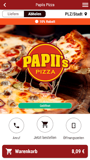 Android application Papiis Pizza screenshort