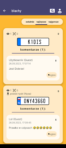 Android application blachy (plates) screenshort