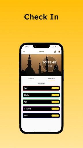 Namaz Checkin Screen 2