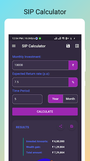 Android application SIP Calculator Pro screenshort