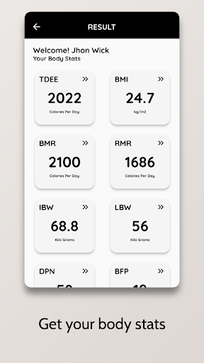 TDEE Calculator Calorie Count Screen 3