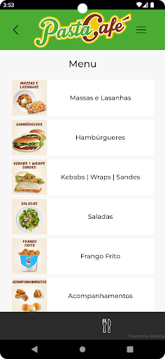 Android application Pasta Café screenshort