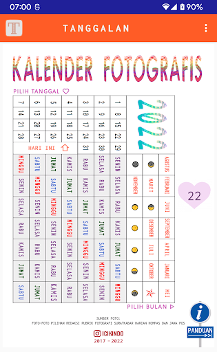 Android application Tanggalan screenshort