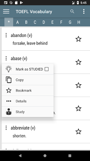 TOEFL vocabulary flashcards Screen 2
