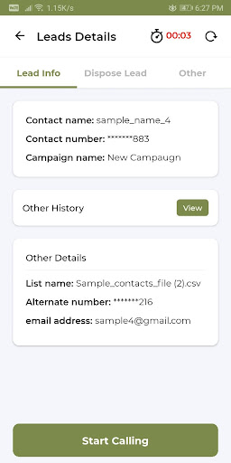 Android application RI Lead CRM screenshort