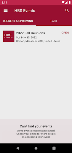 HBS Events Screen 2