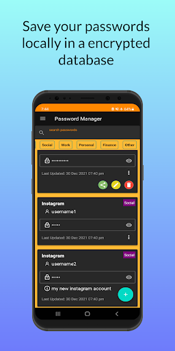 Android application Secure Password Manager screenshort