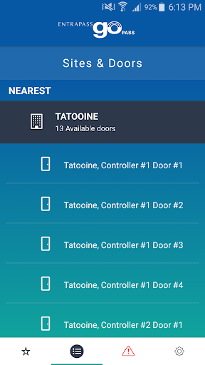 Android application EntraPass go Pass screenshort