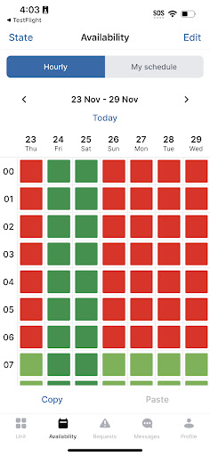myAvailability Screen 2