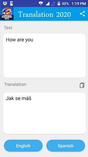 Android application Czech - English Translator screenshort