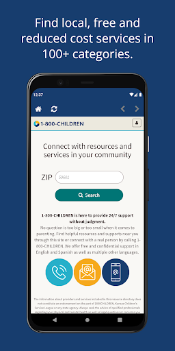 Android application 1800ChildrenKS screenshort