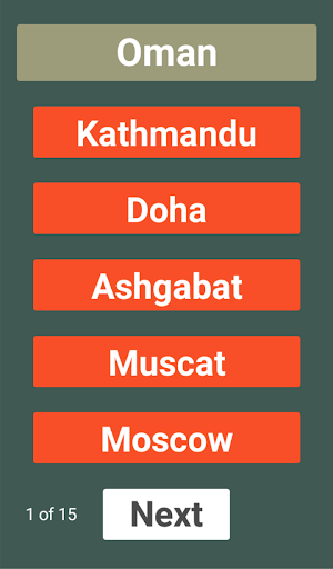Asia: countries and capitals Screen 3