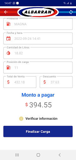 Android application Albarran GAS Empleados screenshort