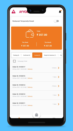 Ayyoeat: Restaurant Partner Screen 2