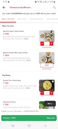Chowman Food Order & Delivery Screen 2