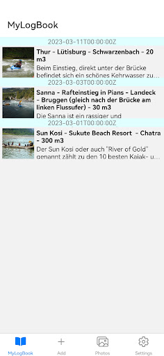 Android application KLOG - MyLogBook screenshort