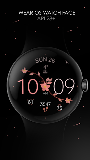 Android application Rose Flower Digital Watch Face screenshort